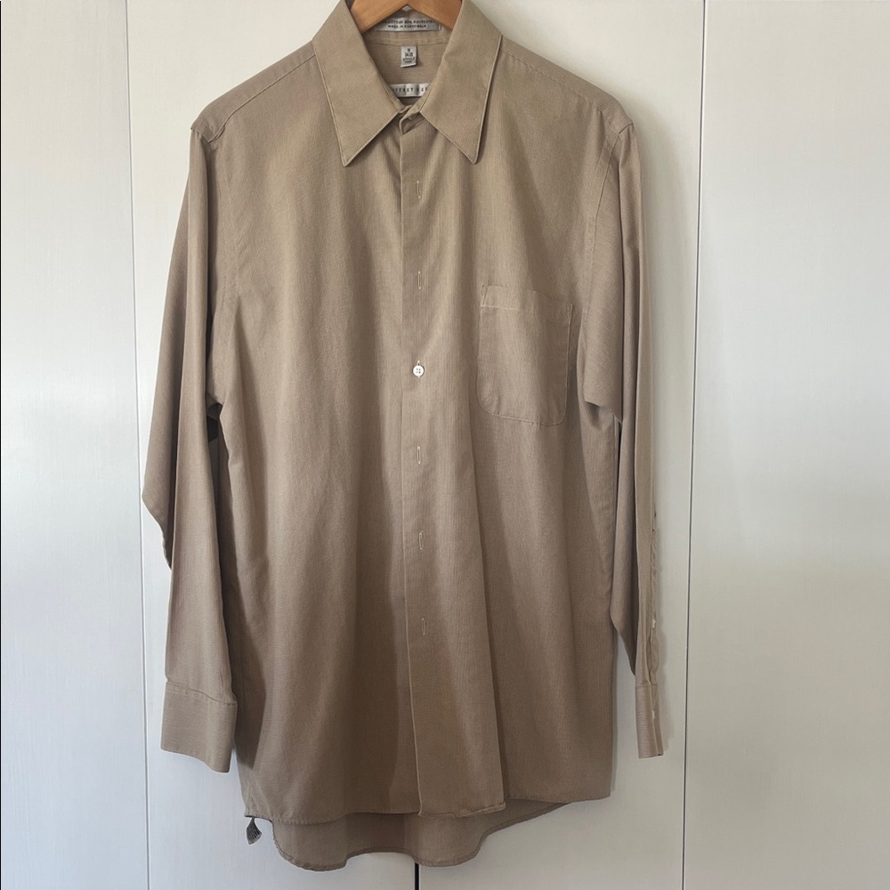 Geoffrey Beene Men's Casual Tan Button Down Shirt